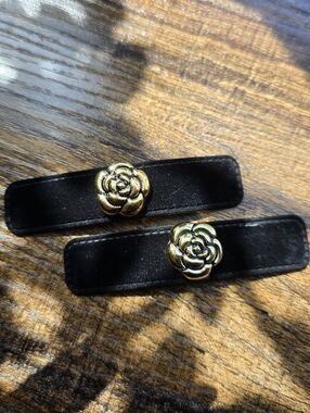 Black Velvet Camilia Hair Clips